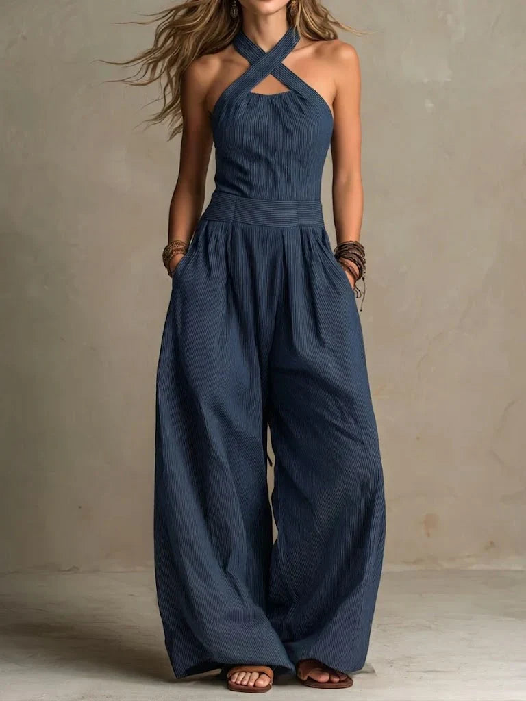 Isabella | Eleganter Halter-Jumpsuit mit weitem Bein