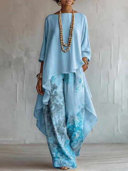 Aurora | Fließendes asymmetrisches Ensemble mit Blumenmuster