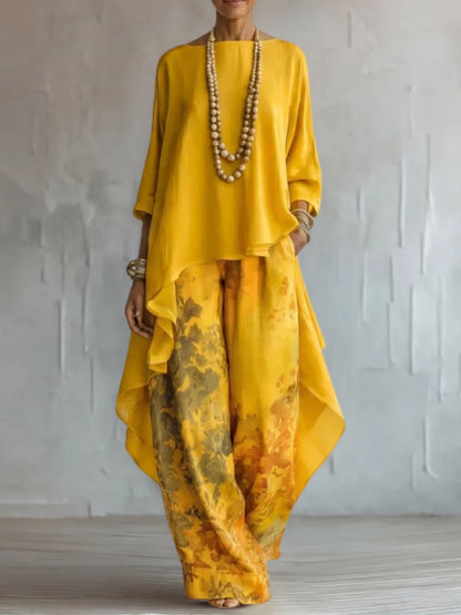 Aurora | Fließendes asymmetrisches Ensemble mit Blumenmuster