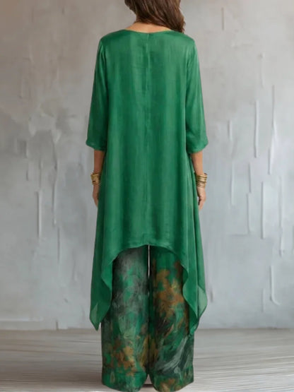 Aurora | Fließendes asymmetrisches Ensemble mit Blumenmuster