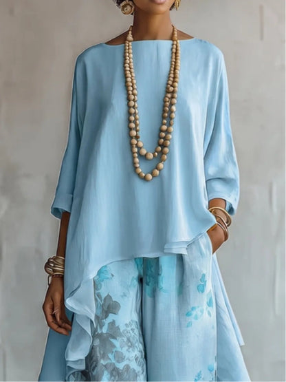 Aurora | Fließendes asymmetrisches Ensemble mit Blumenmuster
