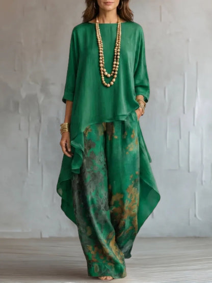 Aurora | Fließendes asymmetrisches Ensemble mit Blumenmuster