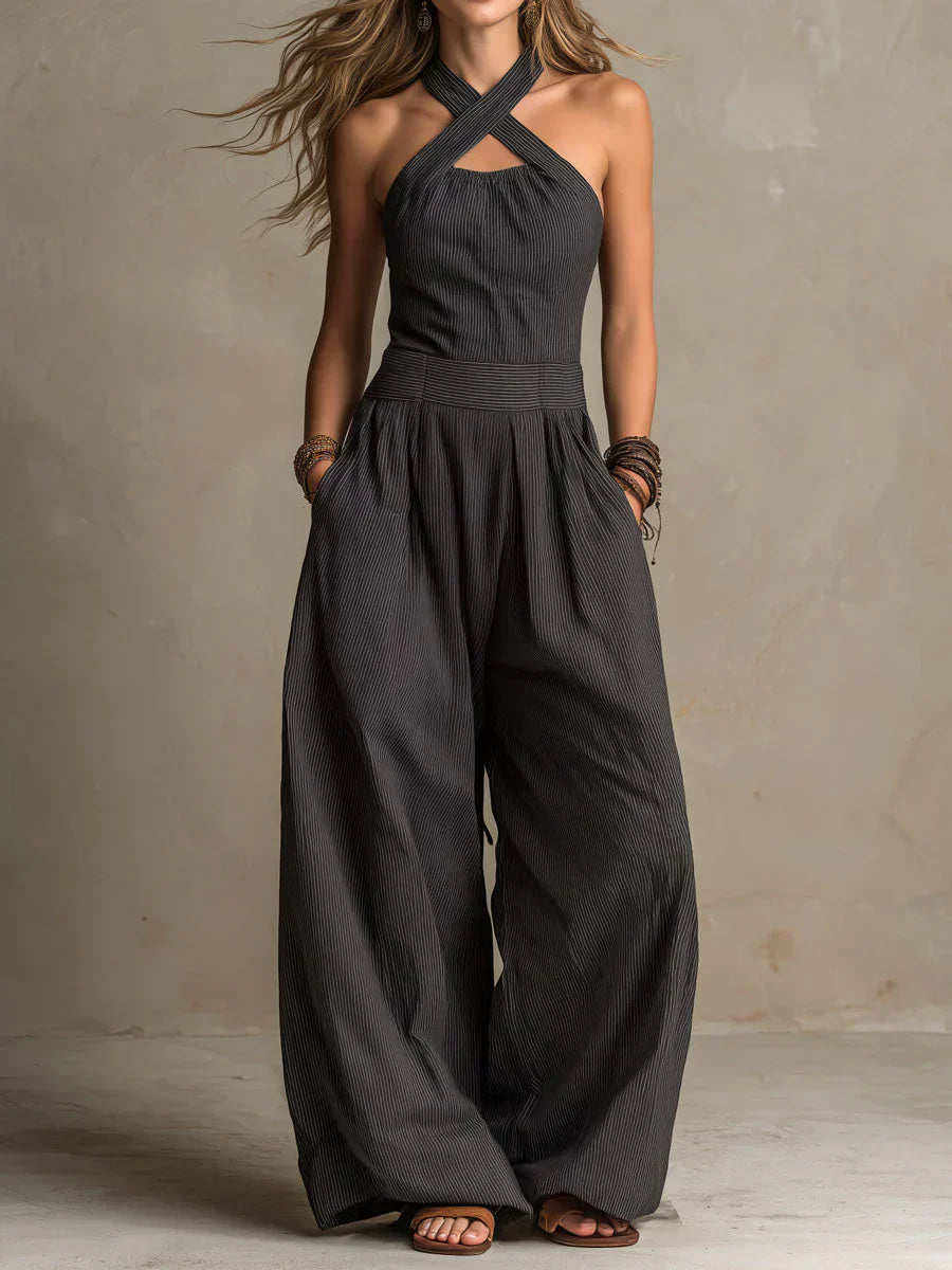 Isabella | Eleganter Halter-Jumpsuit mit weitem Bein