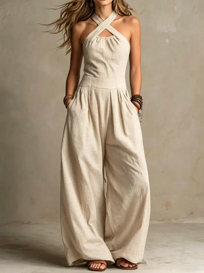 Isabella | Eleganter Halter-Jumpsuit mit weitem Bein